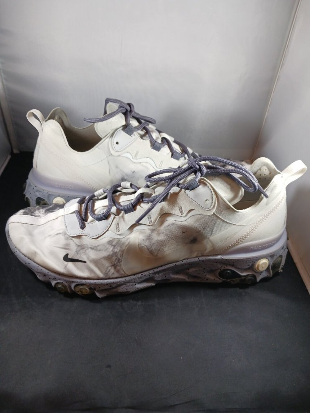 Kendrick Lamar x Nike React Element 55 White Black Marble Pure Platinum size 12M